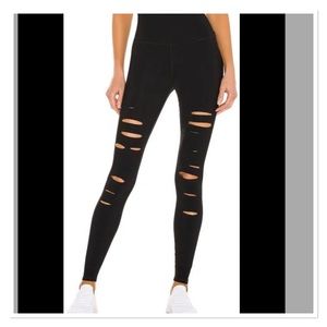 Alo Yoga Black High Waisted Ripped Warrior Leggings Small